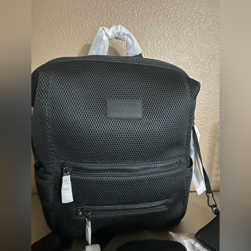 Dagne Dover Black Mesh Baby Backpack